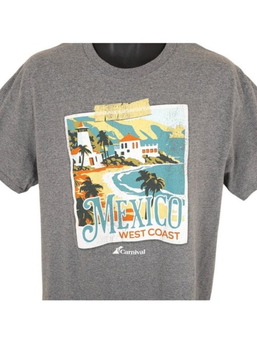 Mexico West Coast Cruise T Shirt Mens Size Large Gray Carnival Cruise Line